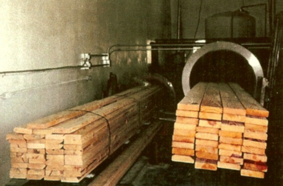 Lumber in cylinder